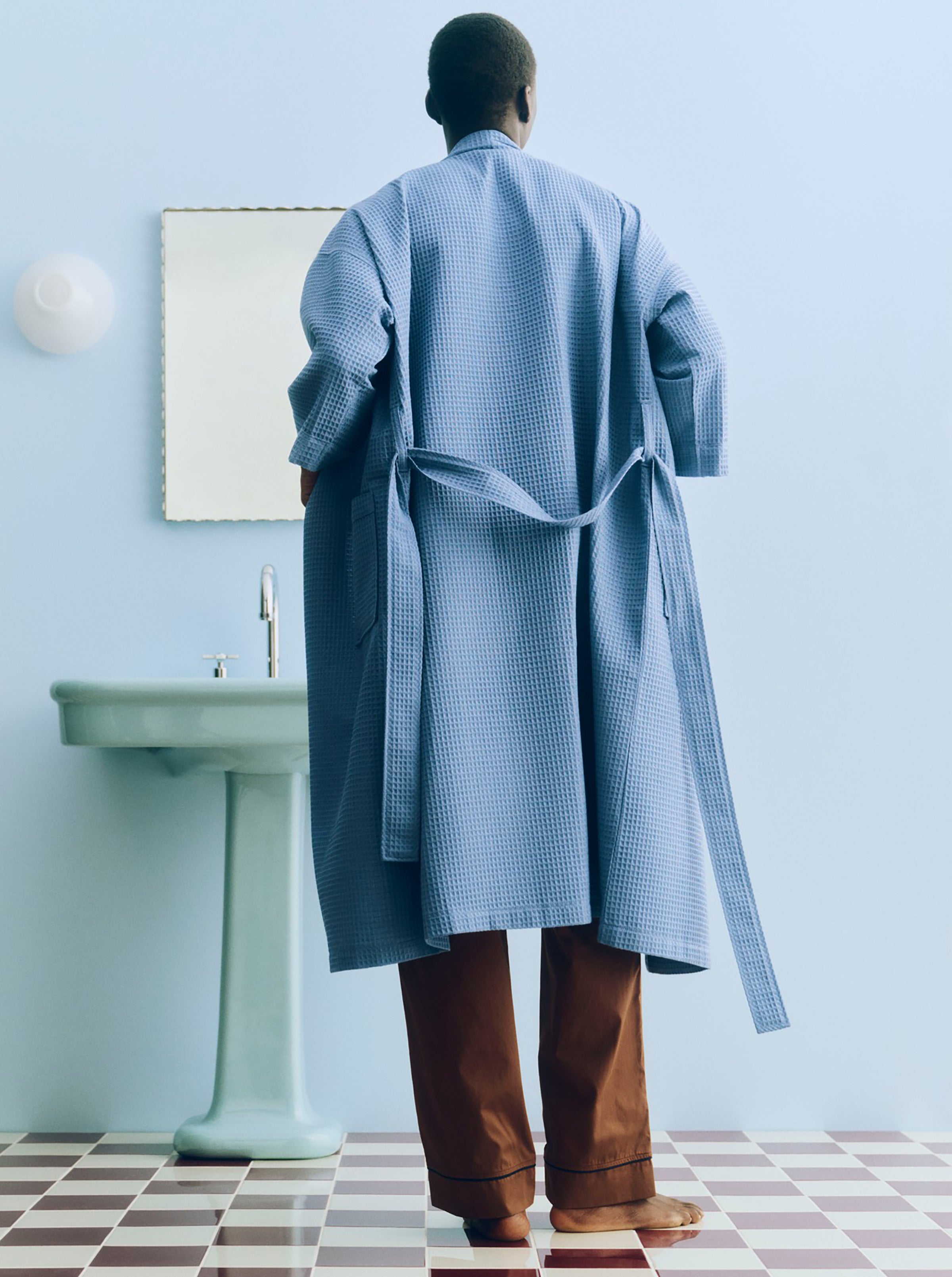 Waffle Bathrobe - Dusty Blue
