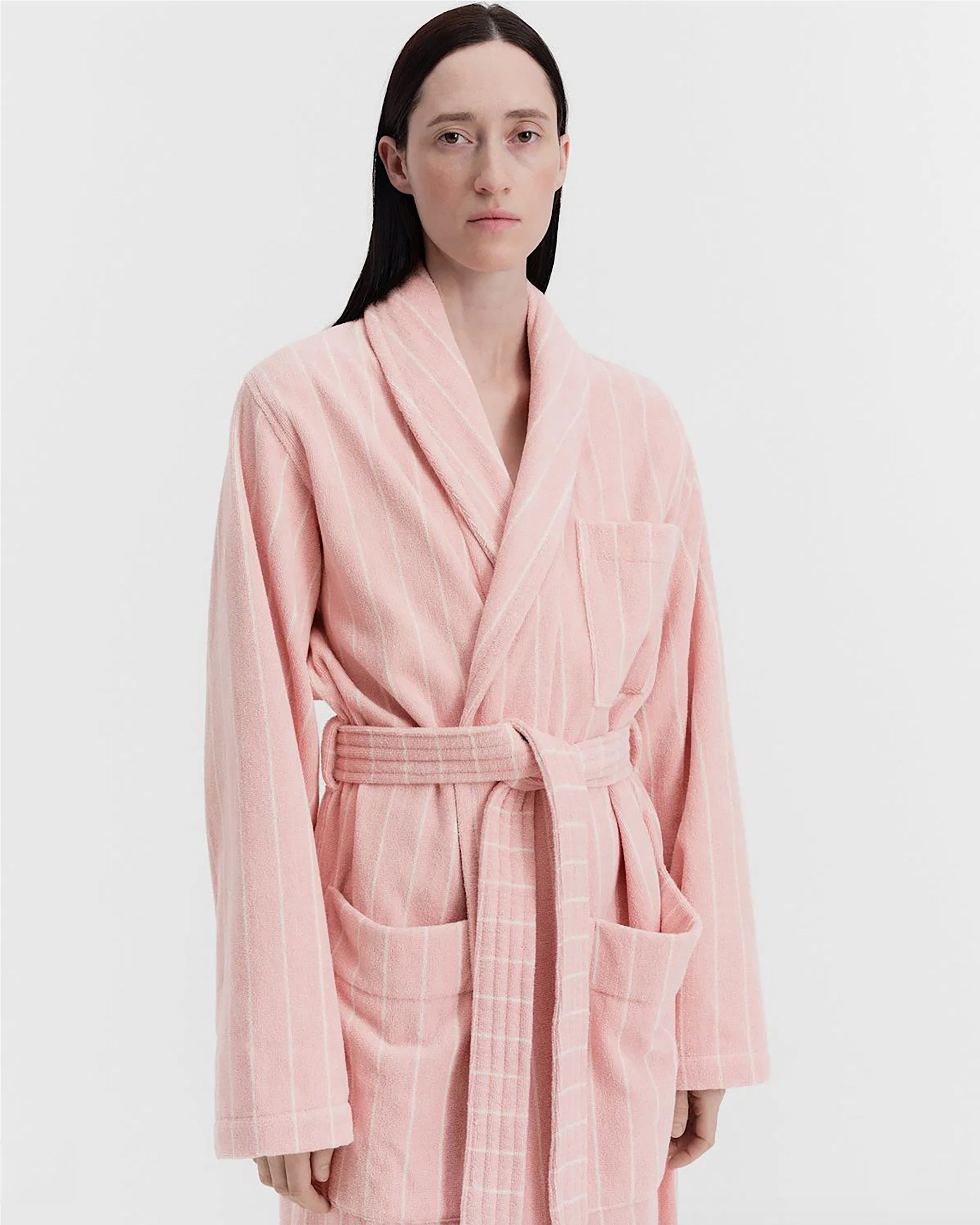 Terry Classic Bathrobe - Shaded Pink Stripes