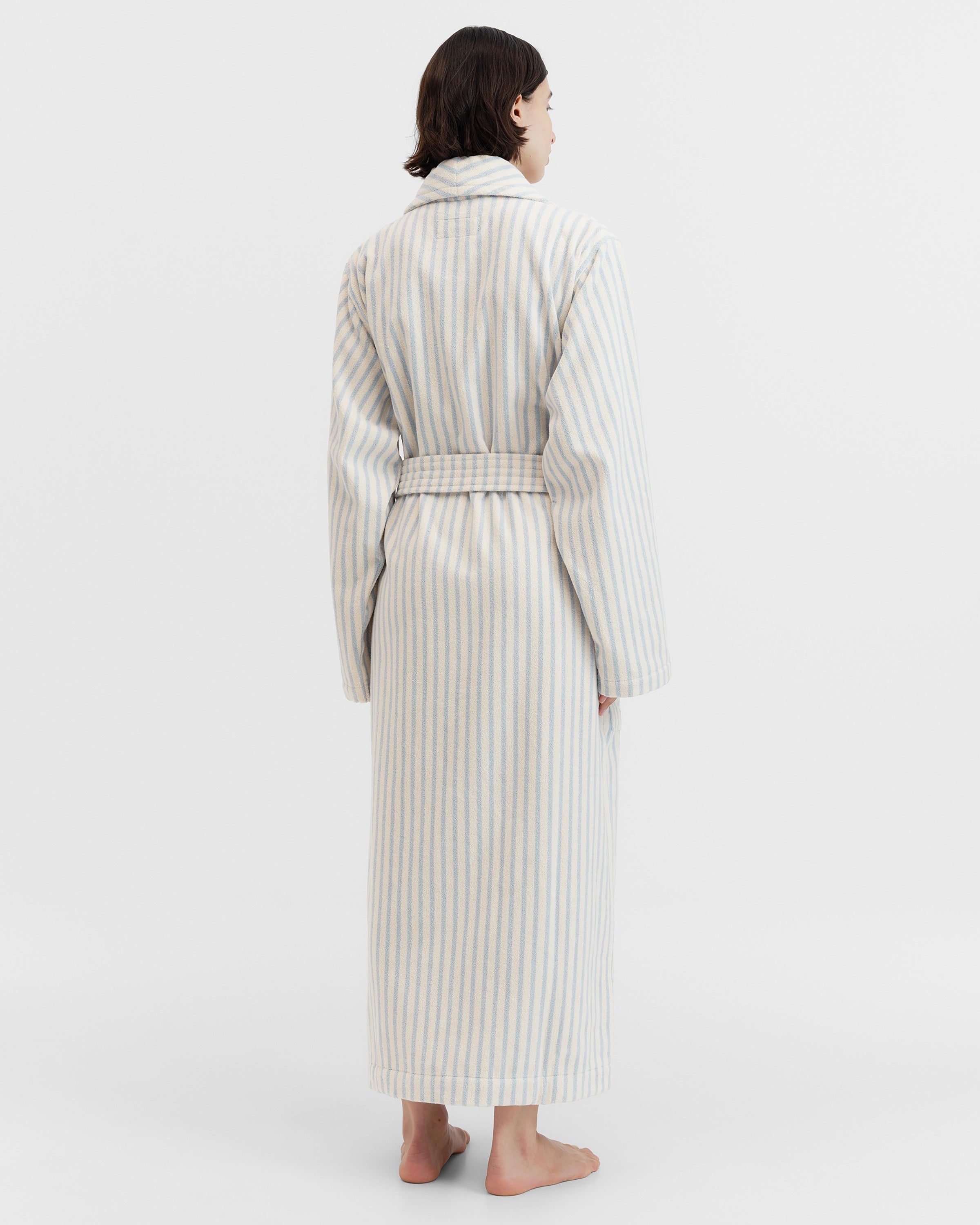 Terry Classic Bathrobe - Soft Blue Stripes