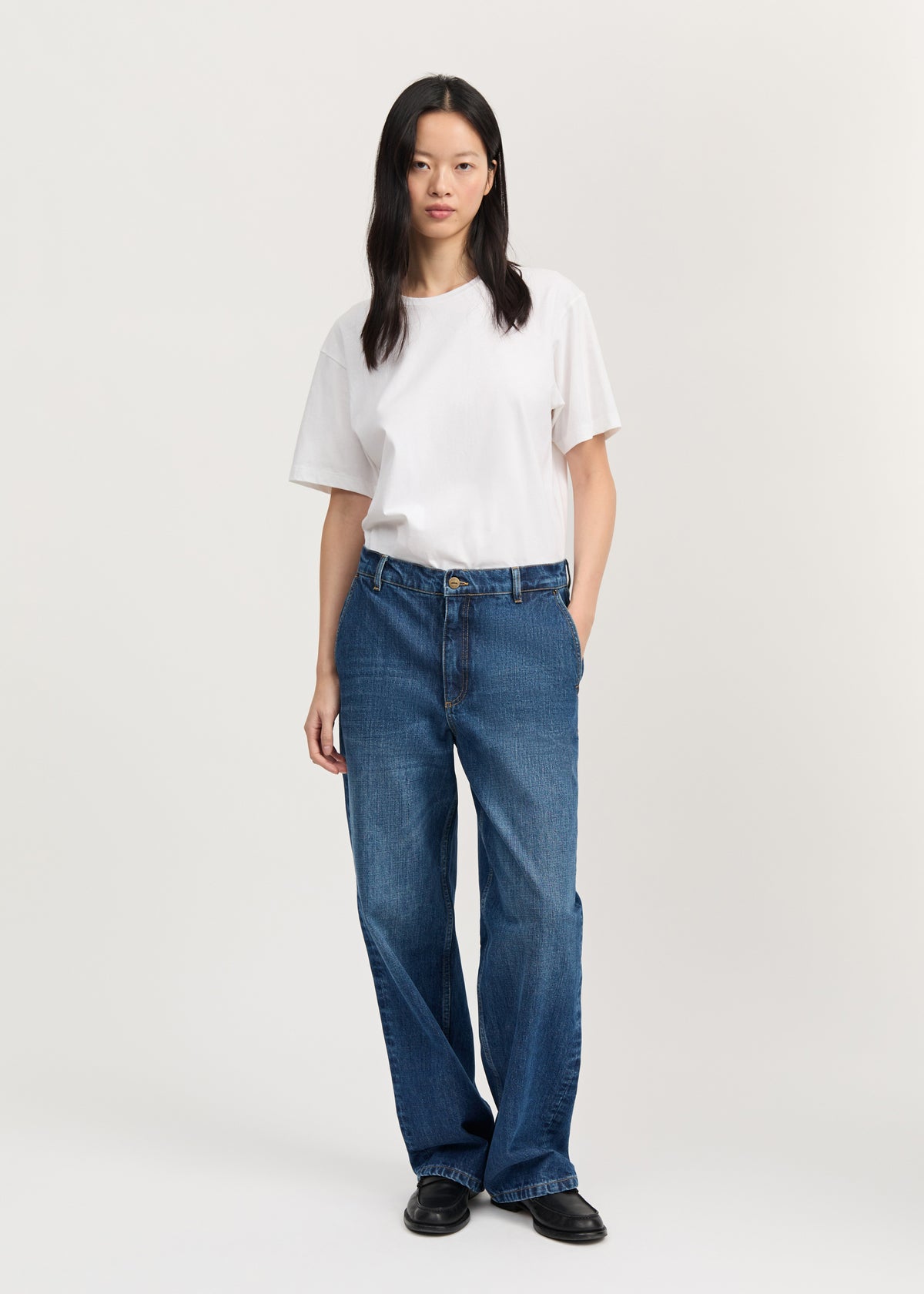 Carlo Midwaist Wide Jeans - Worn Blue