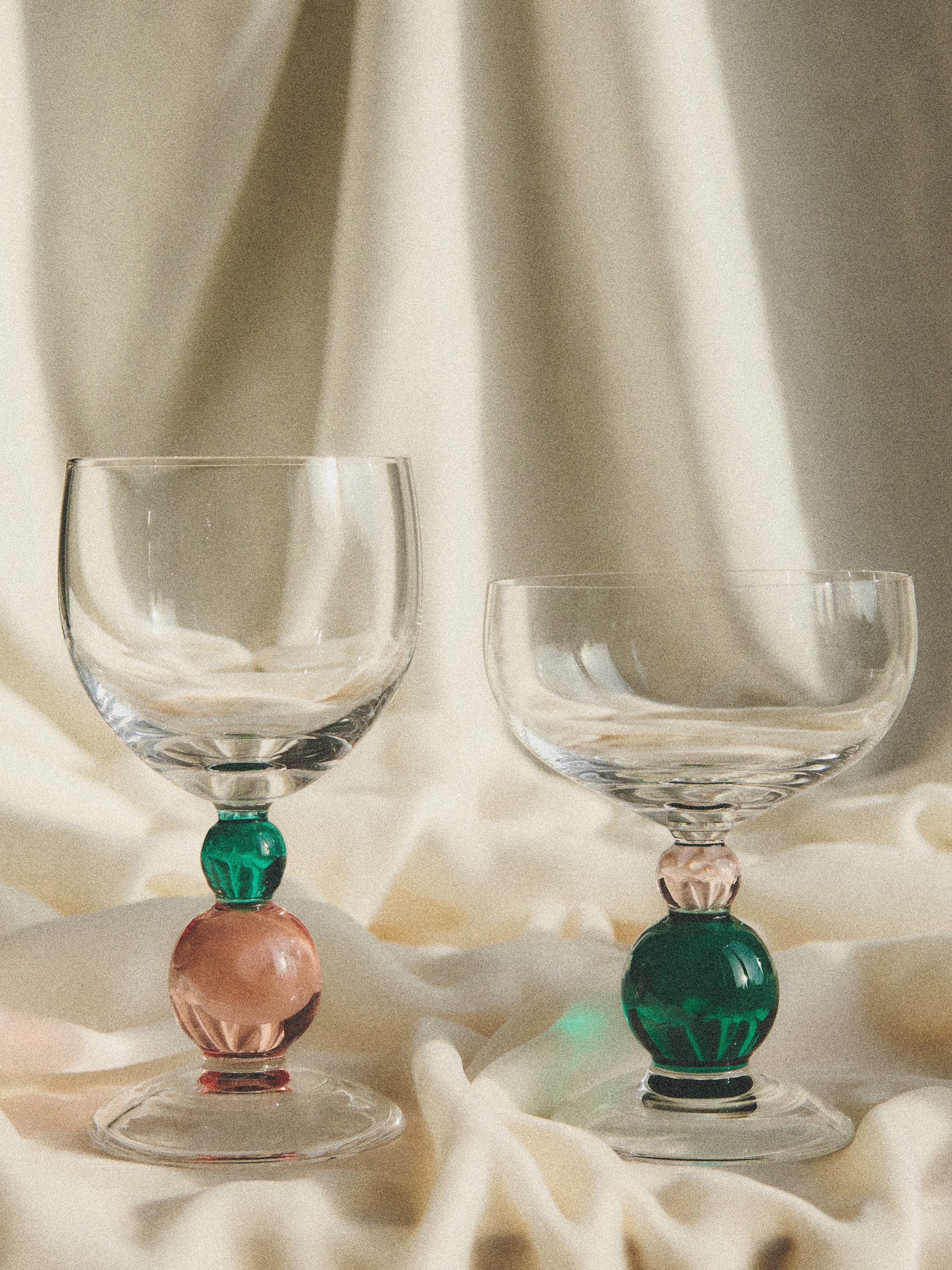Noam Wine Glass - Emerald/Rose