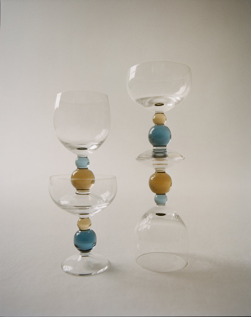 Noam Champagne Glass - Smoke Blue/Hazel