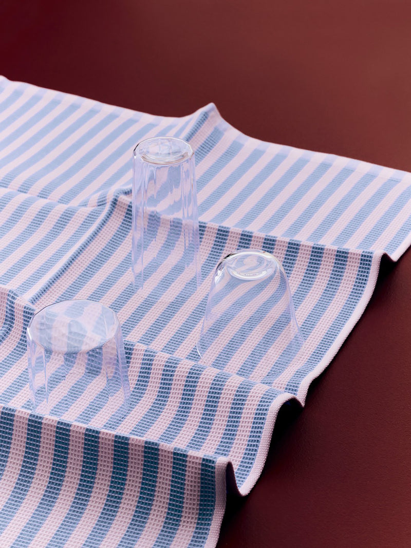 Canteen Tea Towel - Sky Blue and Light Pink Block Stripes