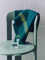 Canteen Tea Towel - Green and Yellow Block Stripe