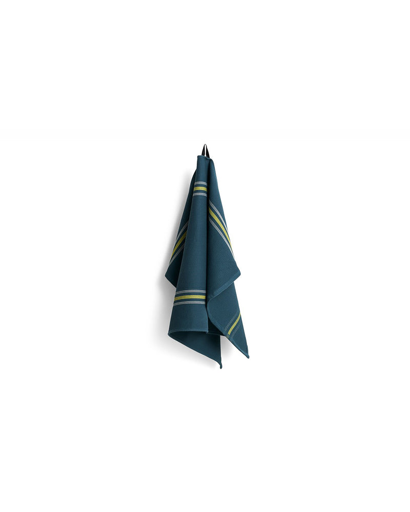 Canteen Tea Towel - Green and Yellow Block Stripe