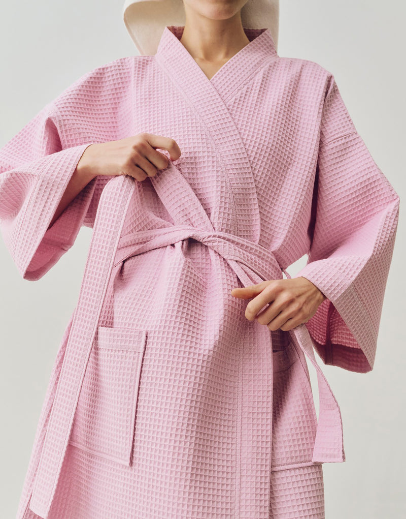 Waffle Bathrobe - Cool Pink