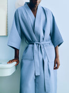 Waffle Bathrobe - Dusty Blue