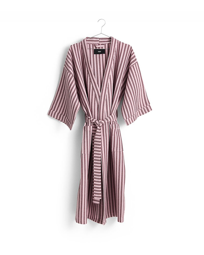 Waffle Bathrobe - Stripe Cool Pink