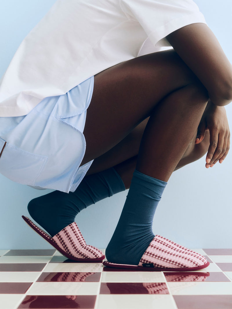 Waffle Slippers - Stripe Cool Pink