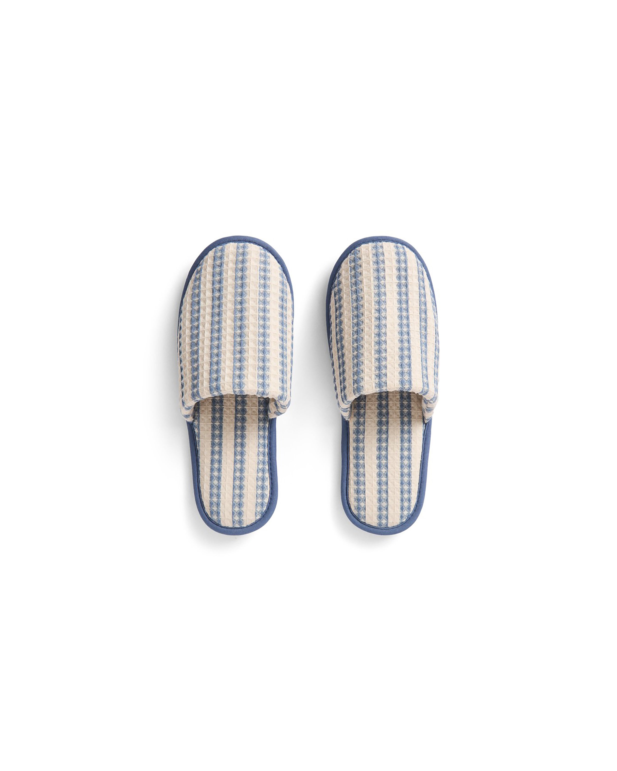 Waffle Slippers - Stripe Dusty Blue