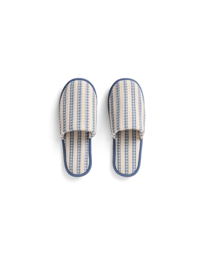 Waffle Slippers - Stripe Dusty Blue