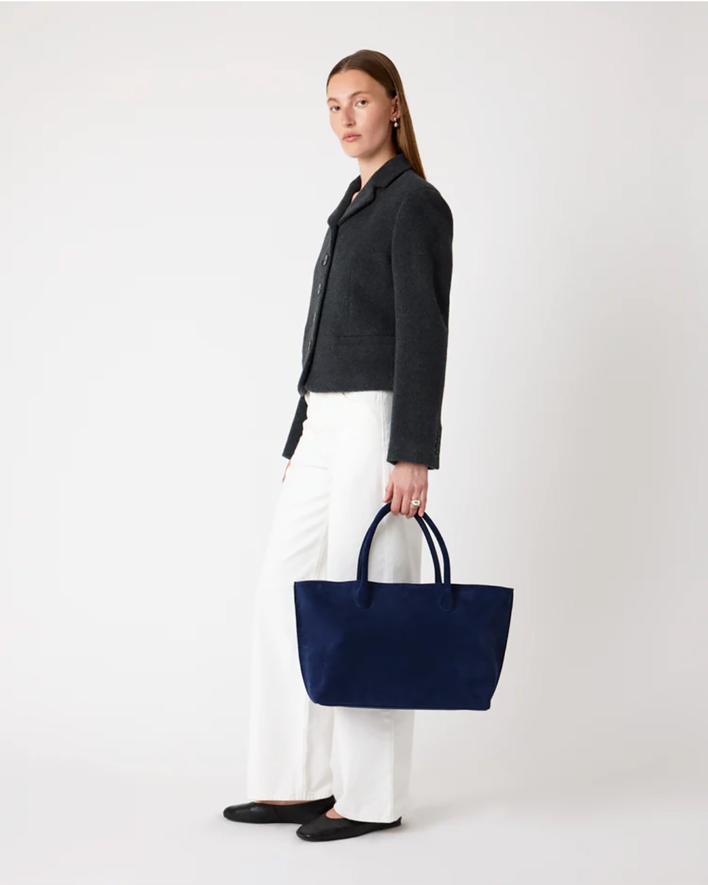 The Grace Tote - Midnight Blue Suede