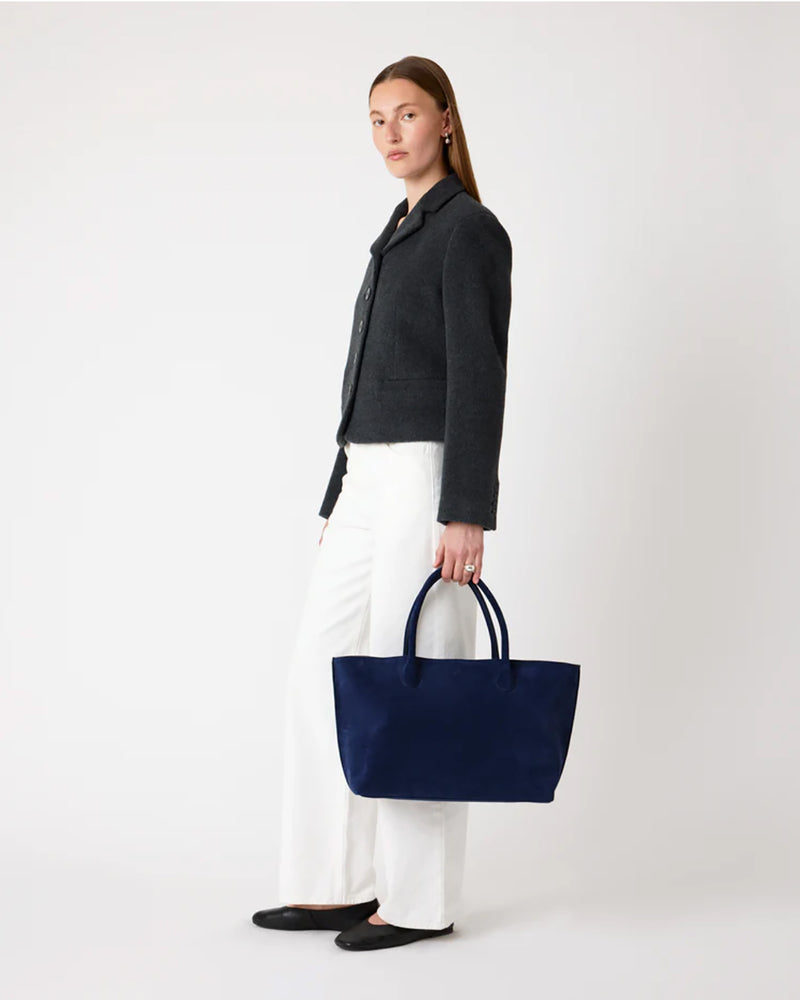 The Grace Tote - Midnight Blue Suede