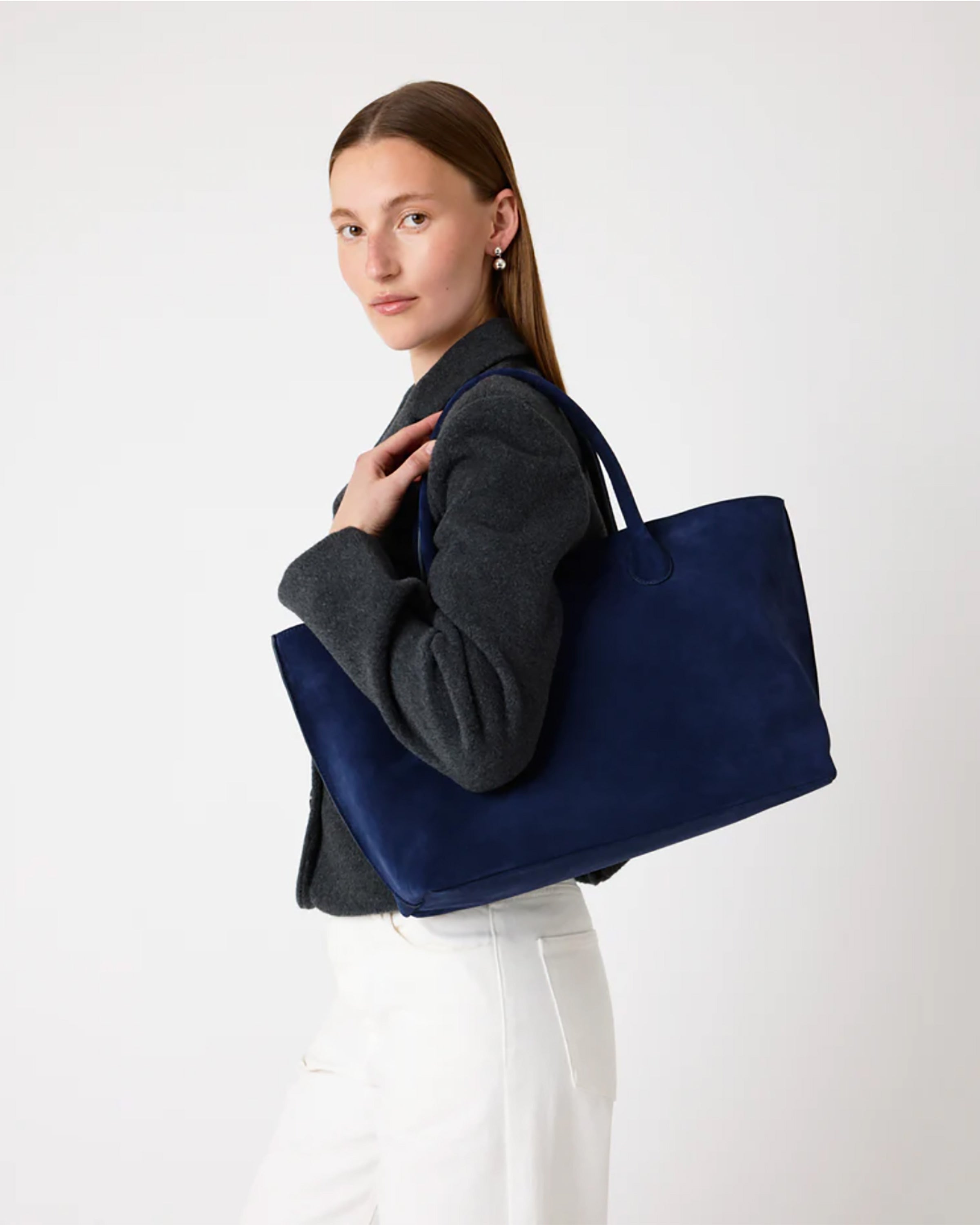 The Grace Tote - Midnight Blue Suede