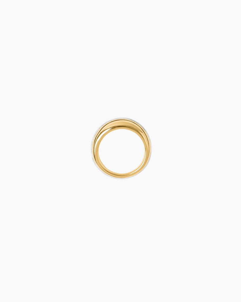 The Jill Ring - Gold with Silver Piping