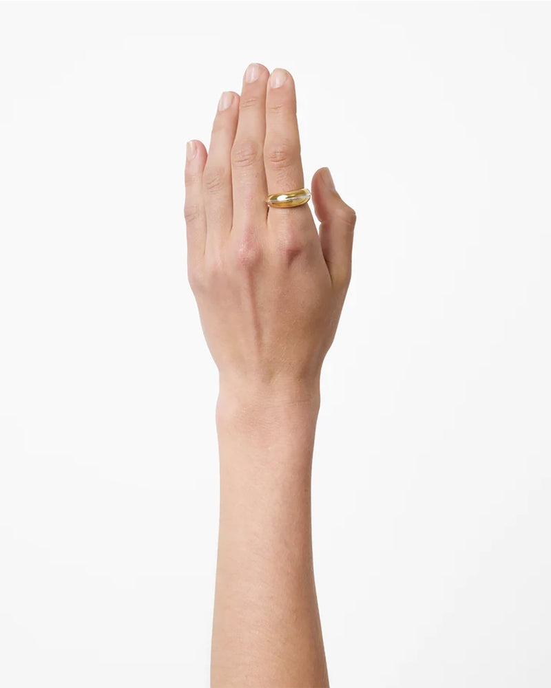 The Jill Ring - Gold with Silver Piping