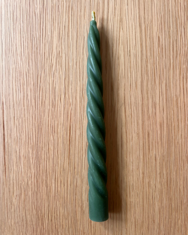 Beeswax Candle Unicorn Horn - Forest Green