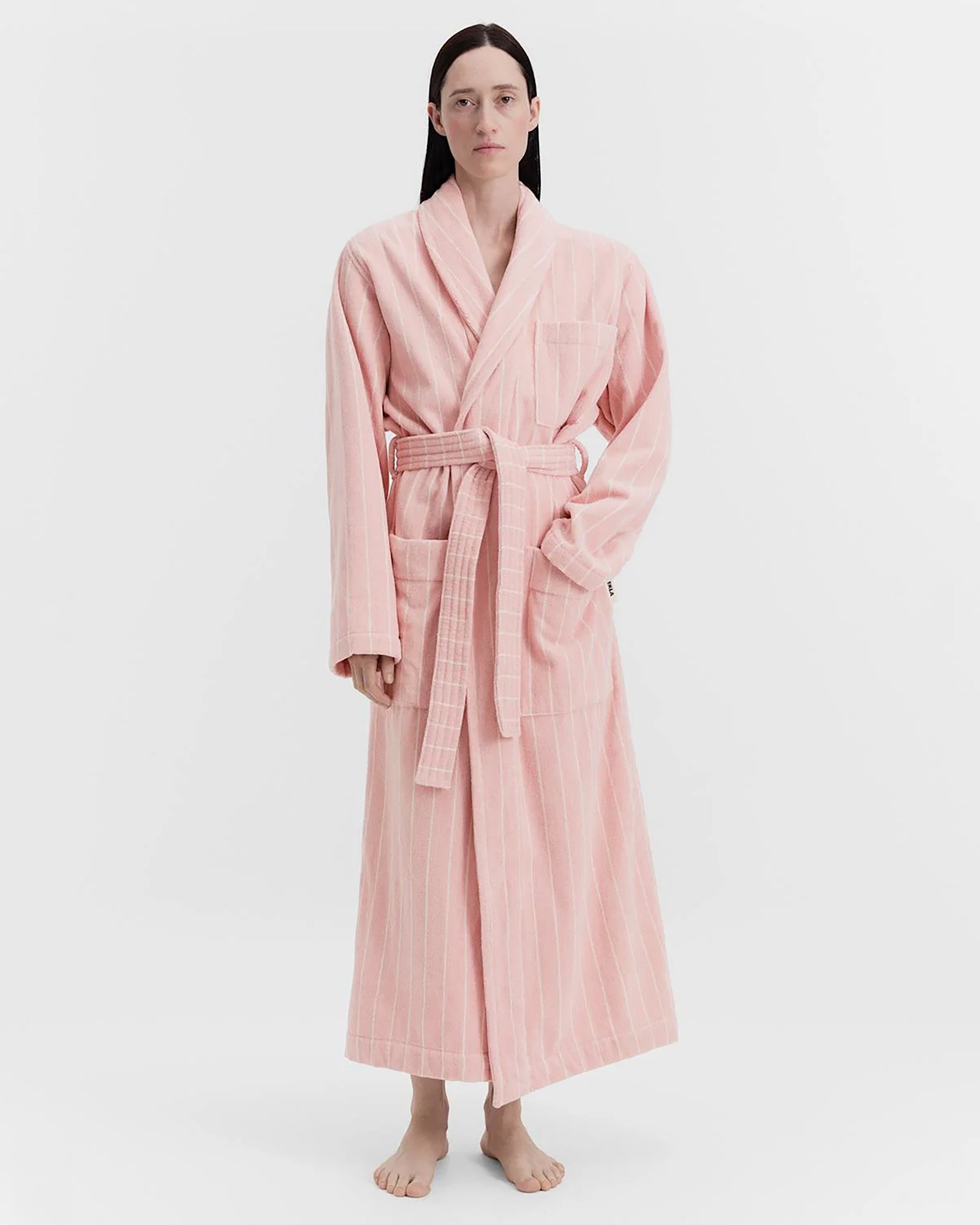 Terry Classic Bathrobe - Shaded Pink Stripes