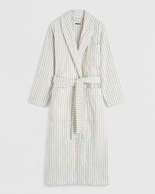 Terry Classic Bathrobe - Soft Blue Stripes