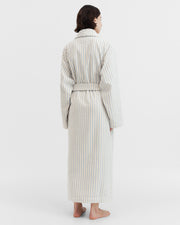 Terry Classic Bathrobe - Soft Blue Stripes