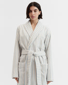 Terry Classic Bathrobe - Soft Blue Stripes