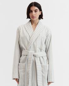 Terry Classic Bathrobe - Soft Blue Stripes