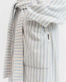 Terry Classic Bathrobe - Soft Blue Stripes