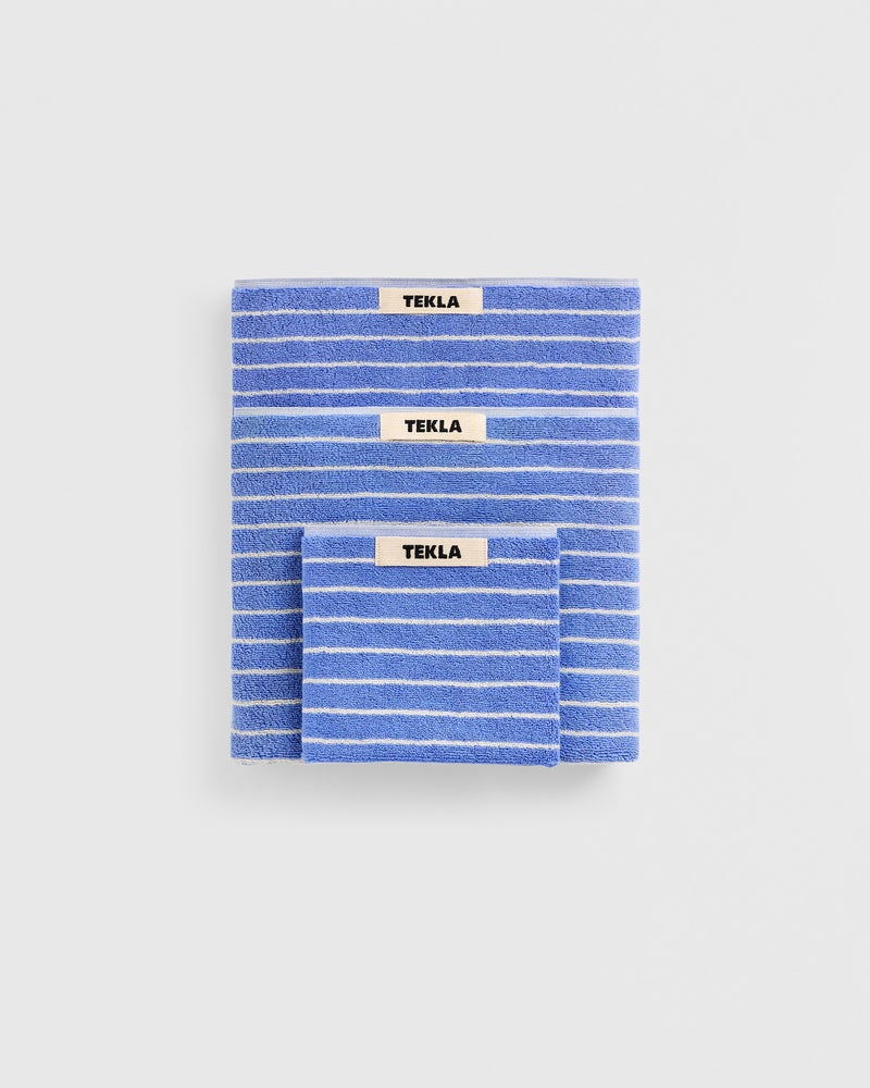 Terry Washcloth 30X30 - Clear Blue Stripes