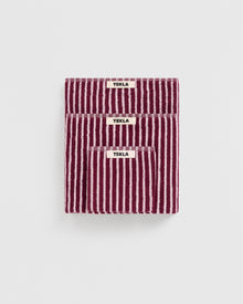 Terry Washcloth 30X30 - Red and Rose Stripes