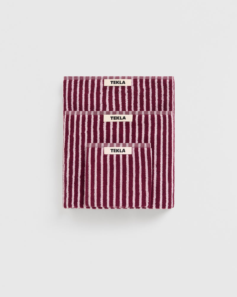Terry Washcloth 30X30 - Red and Rose Stripes